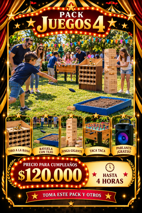 Pack Juegos 4 para cumpleaños infantiles